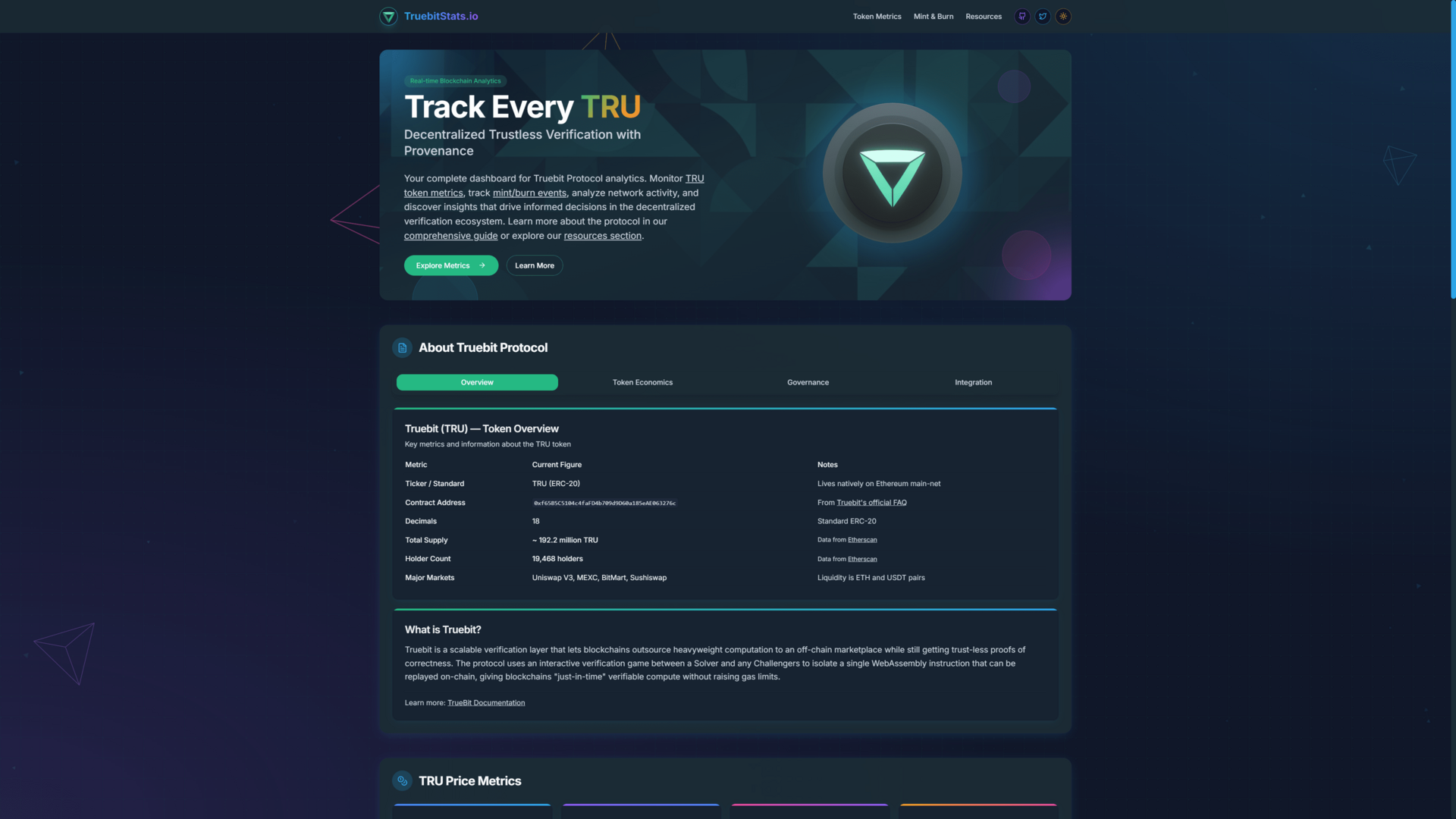Truebit Stats preview